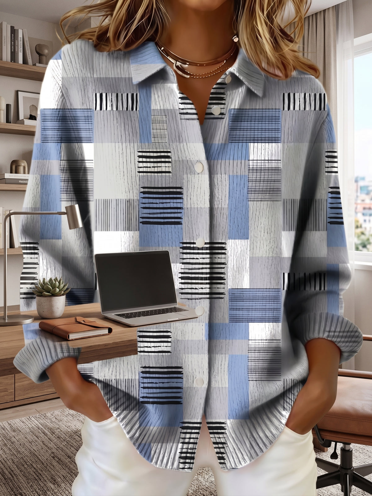 Pull Imprimé Boutonné