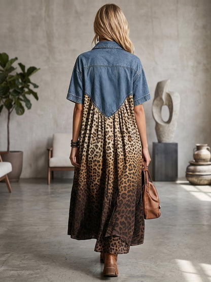 Robe Patchwork Imprimé Léopard