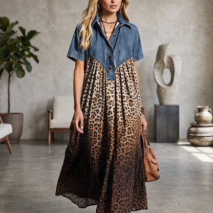 Robe Patchwork Imprimé Léopard