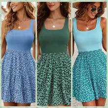 Robe Fleurie Col Carré